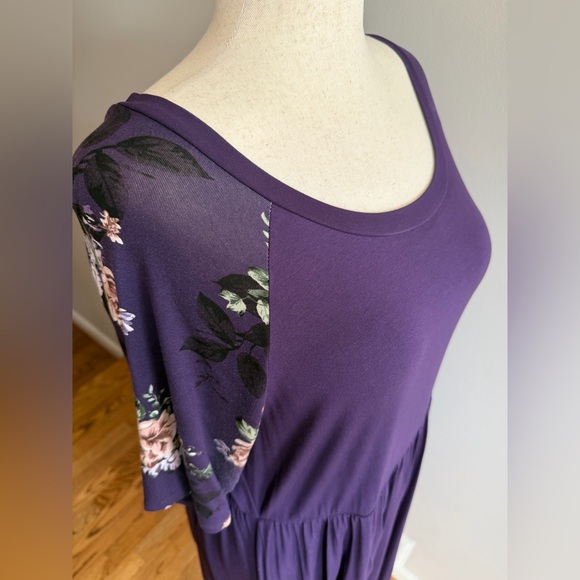 Torrid Purple Floral Sleeve Super Soft Dress - Torrid Size 3 (22-24, 3X) - Picture 5 of 10